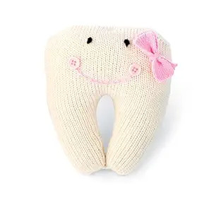 Mud Pie Knit Tooth Pillow, Pink, Small | Amazon (US)