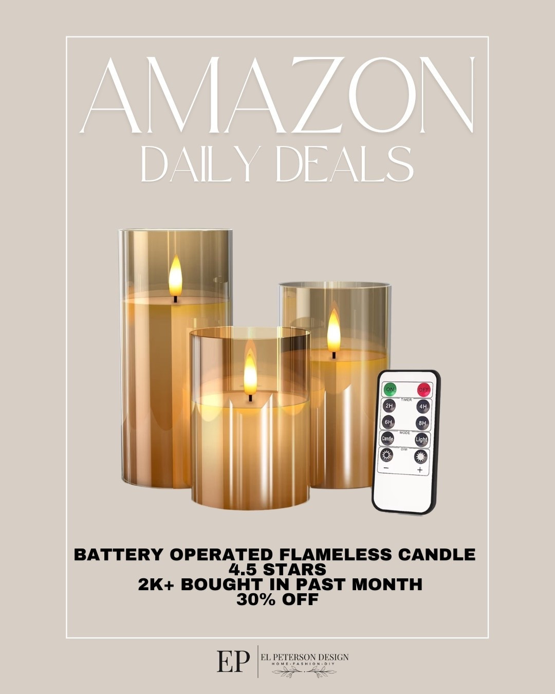 Amazon Daily Deals
Battery operated flameless candle 

#LTKHome #LTKSaleAlert