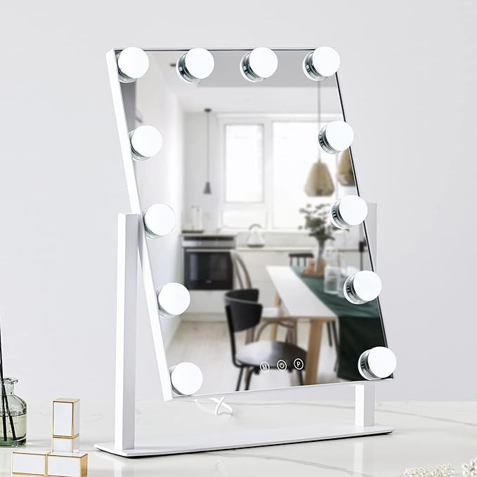 HIEEY Hollywood Vanity Mirror with 12 Dimmable Bulbs Lights , Three Color Lighting Modes, and 5X ... | Amazon (US)
