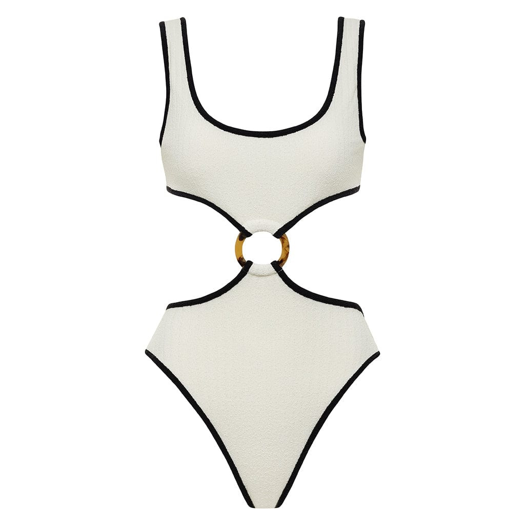 Cream (Black Binded) Terry Rib Ky One-Piece | Montce
