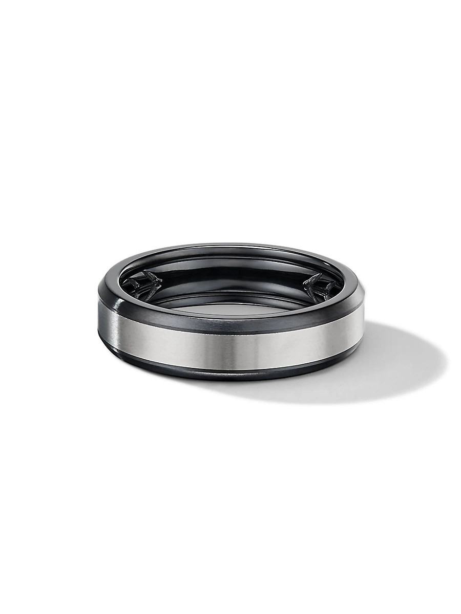 Men's Titanium Beveled Band Ring - Titanium - Size 9.5 | Saks Fifth Avenue