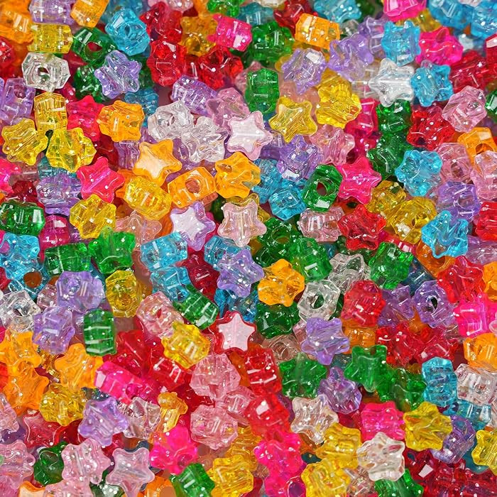 1200 PCS Glitter Star Pony Beads, Large Hole Kandi Beads for Friendship Bracelets Necklace Jewelr... | Amazon (US)