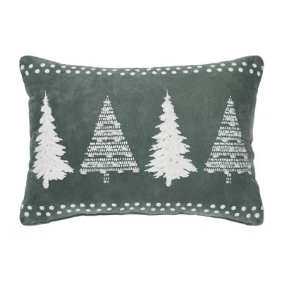 Higher Glory 4 Christmas Trees Green Velvet Pillow 14x10 | Wayfair North America