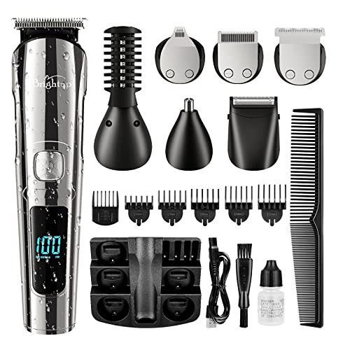 Brightup Beard Trimmer for Men - Electric Razor & Shaver, Cordless Hair Clippers Trimmers Set, IPX7 Waterproof Mens Grooming Kit for Shaving Face, Mustache, Body, Ear, Nose Hair Trimmer, Gifts for Men | Amazon (US)
