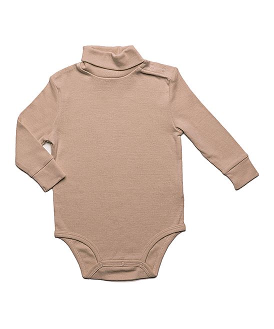 Leveret Infant Bodysuits Beige - Beige Turtleneck Bodysuit - Infant & Toddler | Zulily