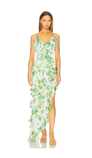 Tess Asymmetrical Maxi Dress in Green Multi | Revolve Clothing (Global)