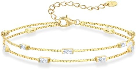 LOUISA SECRET Birthstone Bracelets for Women, 925 Sterling Silver Dainty Simple Women Charm Link ... | Amazon (US)