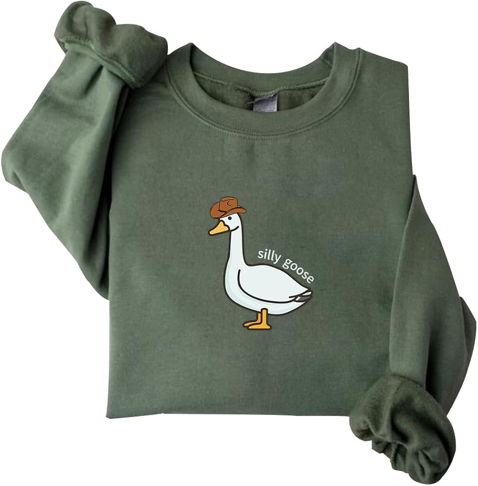 DIOMMELL Silly Goose Sweatshirt Goose Cowboy Sweatshirt Goose Sweatshirt | Amazon (US)