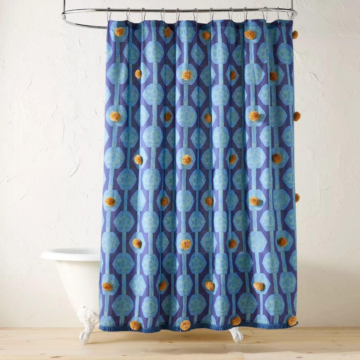 In The Name of Love Shower Curtain with Poms Blue - Opalhouse™ designed by Jungalow™ | Target