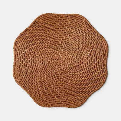 Scallop Edge Rattan Charger Dark Tan Brown - Threshold™ | Target