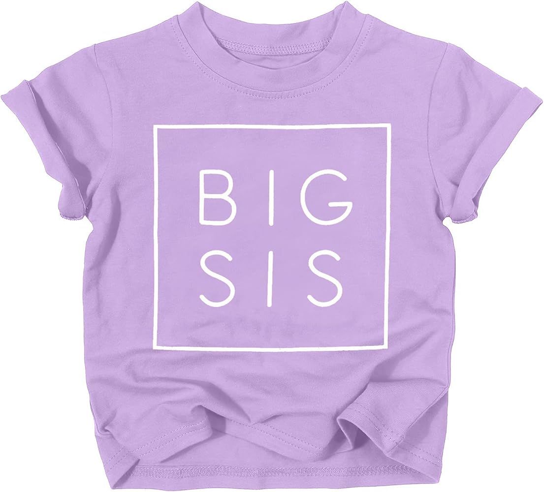 UNIQUEONE Big Sister Colorful Sibling Reveal Announcement T-Shirt for Baby and Toddler Girls Sibl... | Amazon (US)