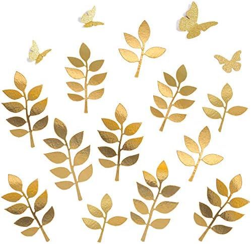 Letjolt Golden Paper Leaves Paper Butterflies Set Decorations for Family Tree Photo Wall Crafts ... | Amazon (US)