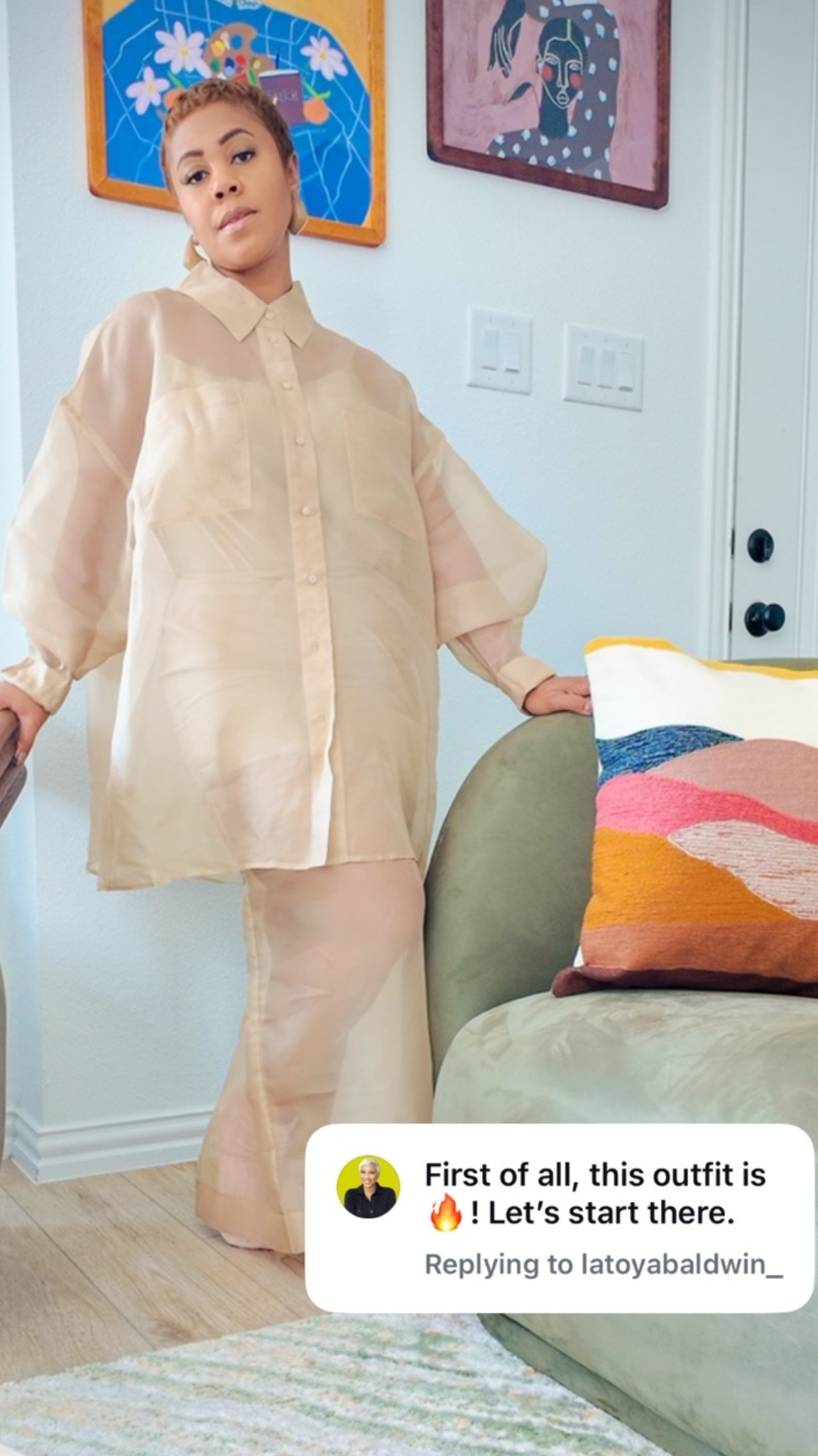 Nude sheer silk organza blouse + skirt

#LTKootd #LTKPetite