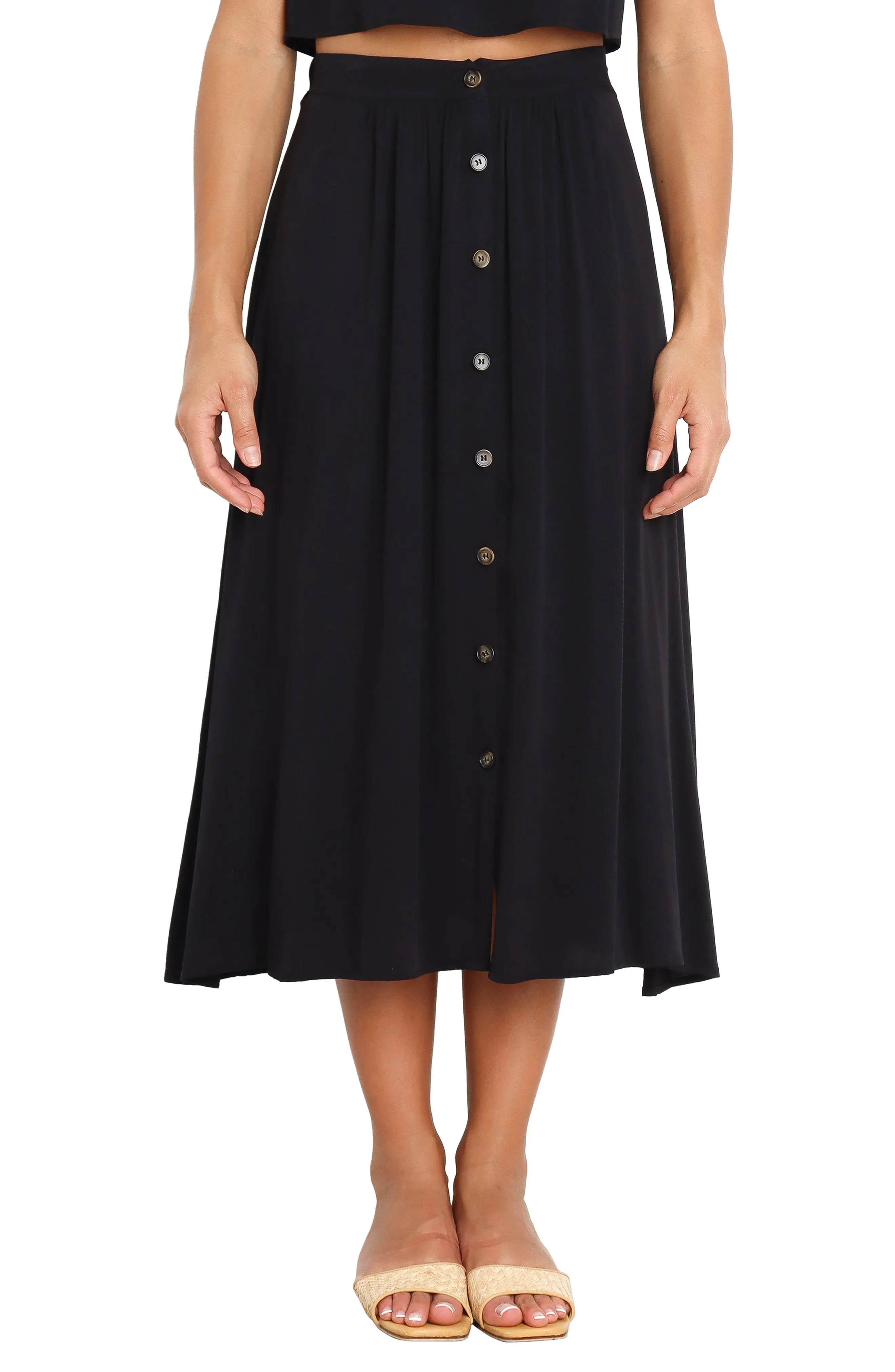Ava Button Front Midi Skirt (Women) | Nordstrom | Nordstrom