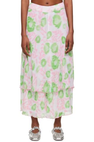 Pink & Green Layered Midi Skirt | SSENSE