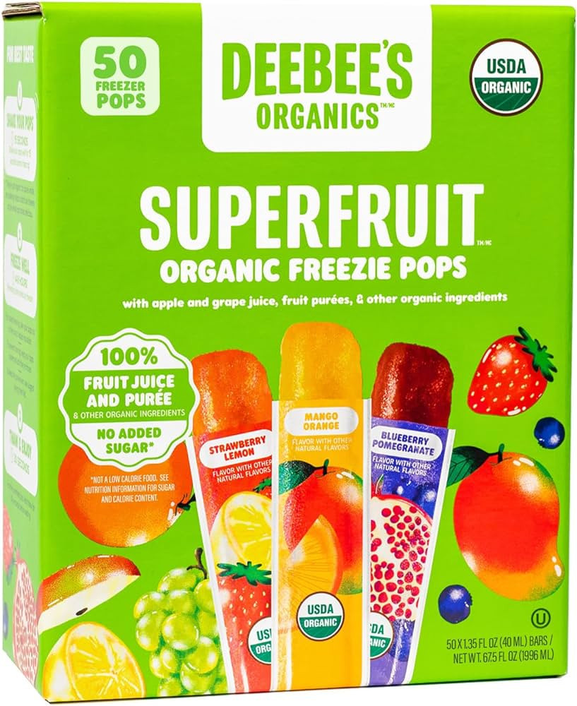 DeeBee's Organics Classic SuperFruit Freezie Pops, No Added Sugars, No Artificial Flavors or Colo... | Amazon (US)