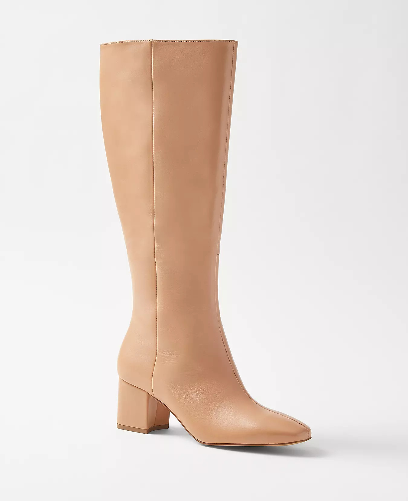 Leather Block Heel Boots | Ann Taylor (US)