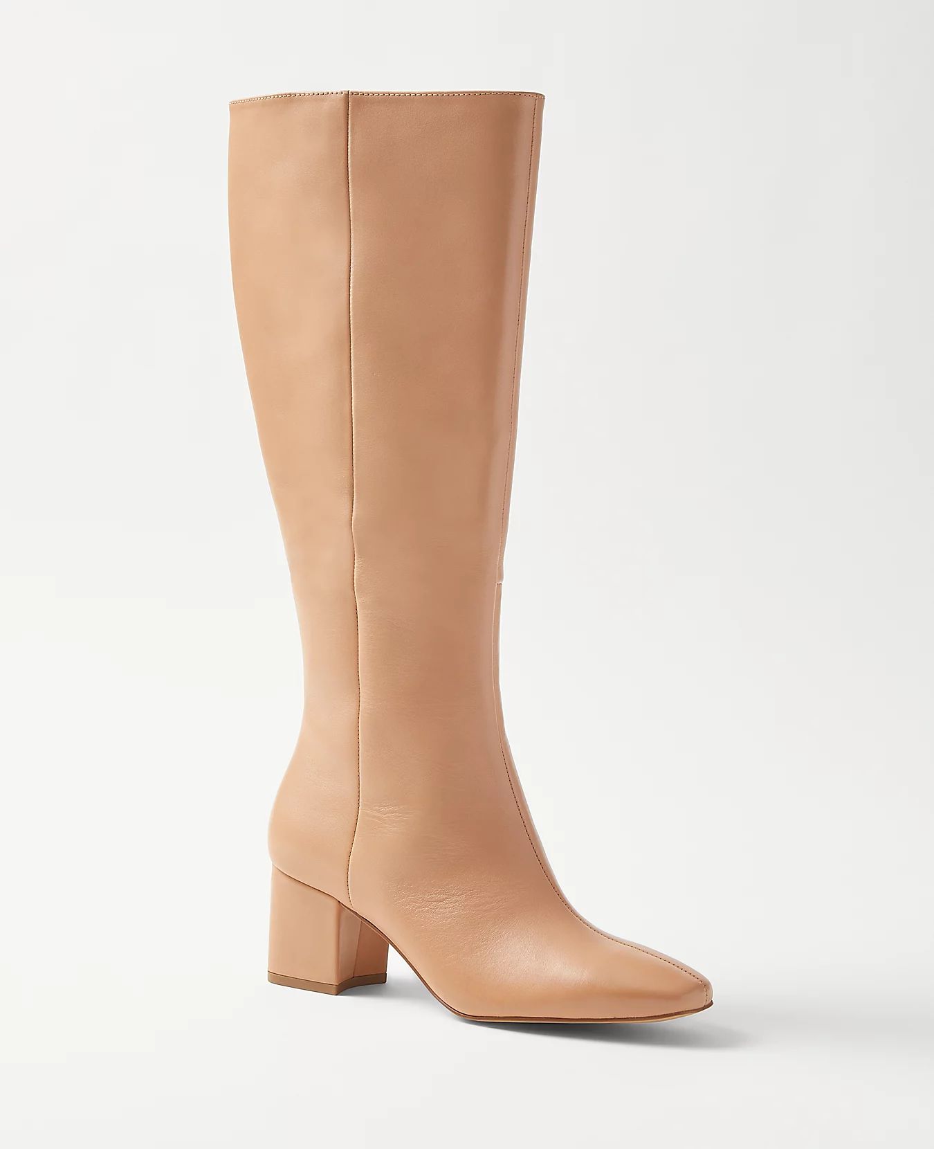 Leather Block Heel Boots | Ann Taylor (US)