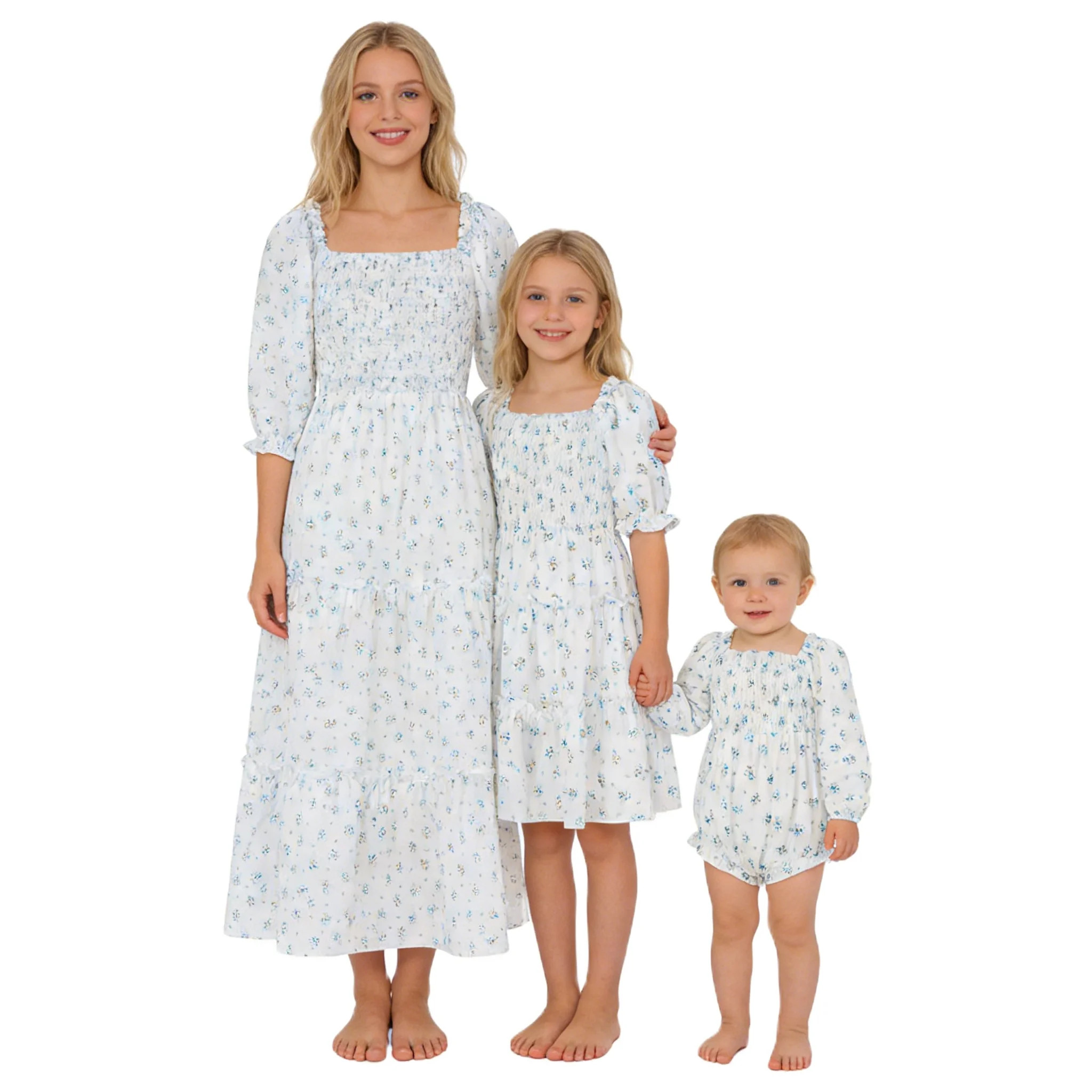 Mommy and Me Family Matching Dress Smocked Summer Long Dress Great for Photos,Vacation Mother's D... | Walmart (US)