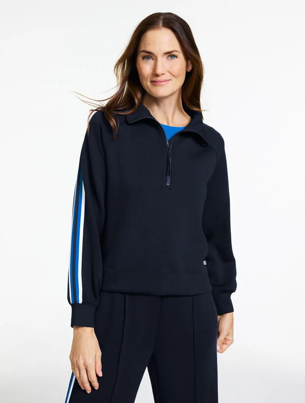 AirKnit Stretch Half-Zip Pullover - Stripe Tape | Talbots