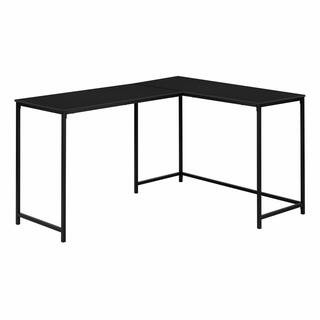58 in. L X 44 in. W Black Black L-Shaped Computer Desk Corner Metal Base Large Desk | The Home Depot