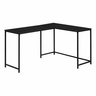 58 in. L X 44 in. W Black Black L-Shaped Computer Desk Corner Metal Base Large Desk | The Home Depot