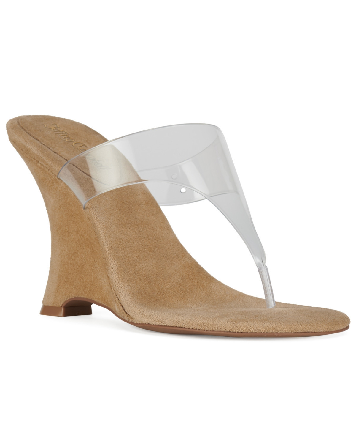 Jeffrey Campbell Women's Persistent Vinyl-Thong Wedge Heel Sandals - Clear | Macy's