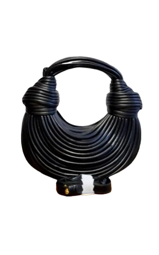 Moli Moi Black Colour Threads Knotted Pu Leather Handbag ... | MoliMoi London | SilkFred | SilkFred