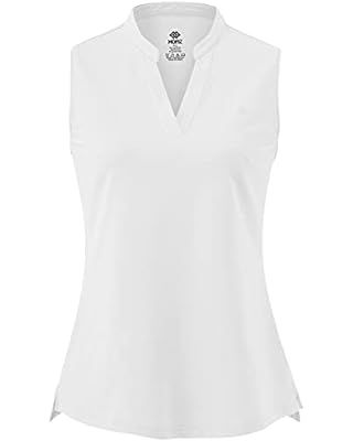 BGOWATU Women's Golf Polo T-Shirts Sleeveless V Neck Collarless Tennis Shirts UV Protection Quick... | Amazon (US)