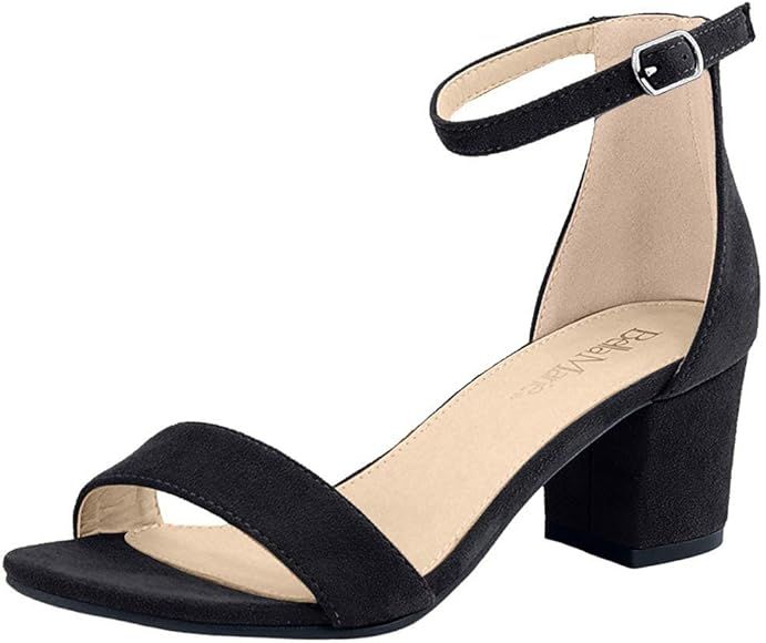 Bella Marie Women's Strappy Open Toe Block Heel Sandal | Amazon (US)