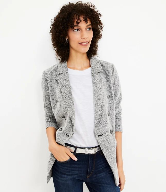 Textured Knit Double Breasted Blazer | LOFT