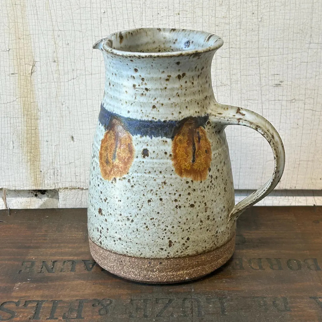 Rustic Hand-thrown Stoneware Pitcher | Unique Studio Pottery | Speckled Glaze With Abstract Desig... | Etsy (US)