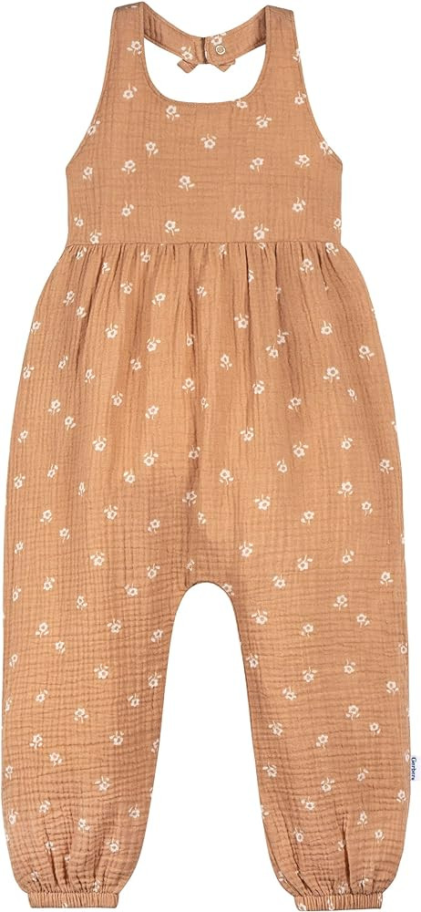 Gerber Baby Girls' Toddler Halter Neck Gauze Romper Jumpsuit | Amazon (US)