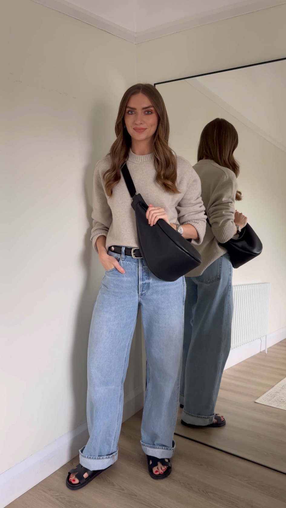 Studded leather belt styling

Small in the & Other Stories beige cashmere jumper
25 in the Citizens of Humanity Ayla jeans in ‘skylights’
I’m 5ft 6
Hermes chypre black sandals, dupes linked from Ego
The Row large banana bag, exact and dupes linked
XS in the M&S studded leather belt





Everyday outfit, classic wardrobe, studded belt, Khaite belt
Hermes chypre sandals, wardrobe staples, baggy jeans, cashmere jumper, capsule wardrobe 

#LTKuk #LTKstyletip #LTKeurope