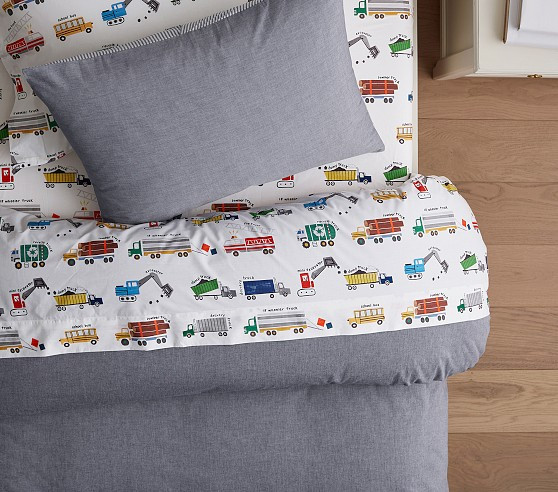 Busy Trucks Organic Cotton Sheet Set | Pottery Barn Kids