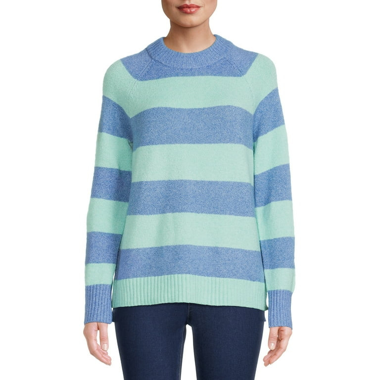 Time and Tru Women's Striped Button Sweater, Midweight | Walmart (US)