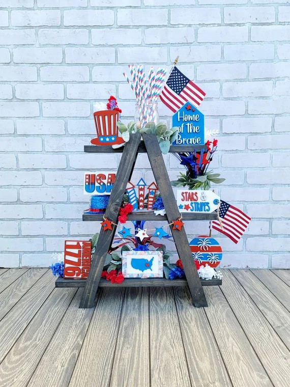 Patriotic Tiered Tray Set | Fourth of July Tiered Tray | 4th of July Tiered Tray | DIY Patriotic ... | Etsy (US)
