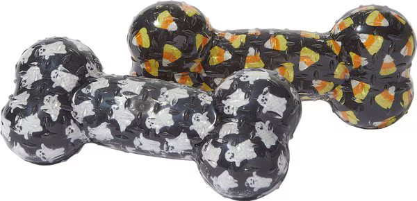 Frisco Halloween Candy Corn & Ghosts TPR Bone Squeaky Dog Toy, Medium/Large, 2 count | Chewy.com