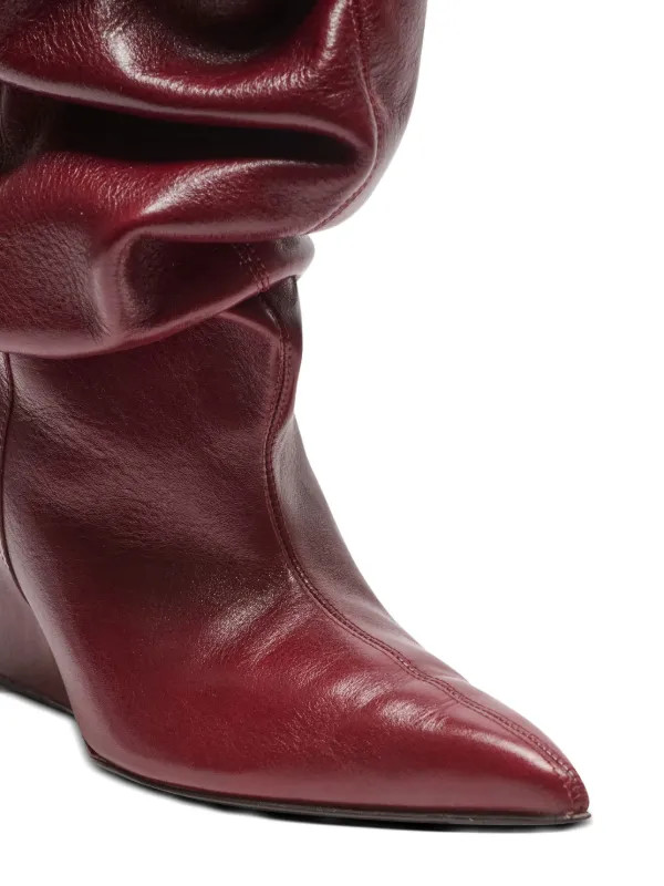 Balmain 75mm Slouchy Calfskin Wedge Ankle Boots | Red | FARFETCH | Farfetch Global