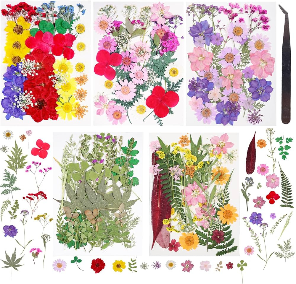 180Pcs Dried Pressed Flowers Resin Mould Real Pressed Flowers Natural Dry Leaves Bulk Mixed Color... | Amazon (US)