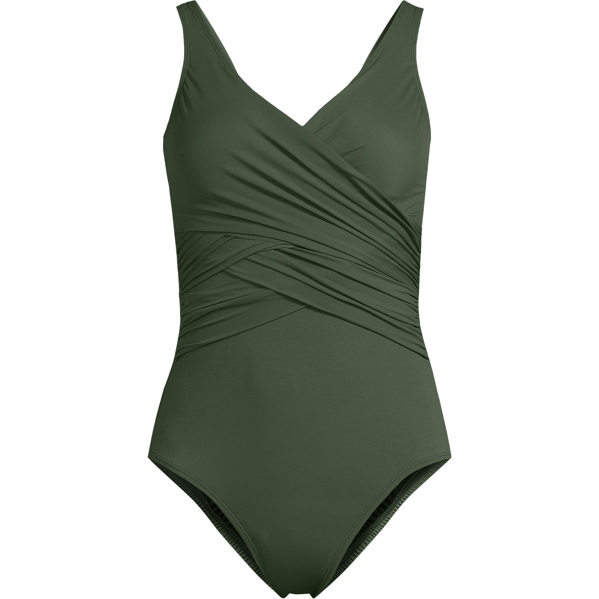 Women's Slender Suit Wrap One Piece Swimsuit | Lands' End (US)