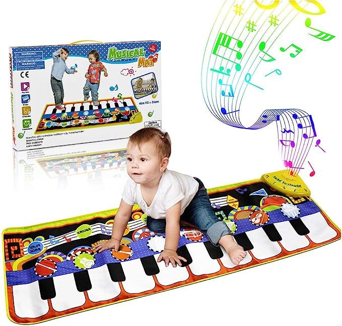 RenFox Kids Musical Mats, Music Piano Keyboard Dance Floor Mat Carpet Animal Blanket Touch Playma... | Amazon (US)