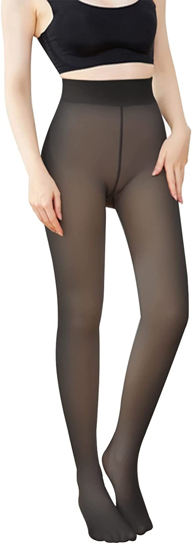 AMOVO Women's Winter Tights Fleece Lined Pantyhose Opaque Warm Leggings Thicken Fake Translucent ... | Amazon (US)