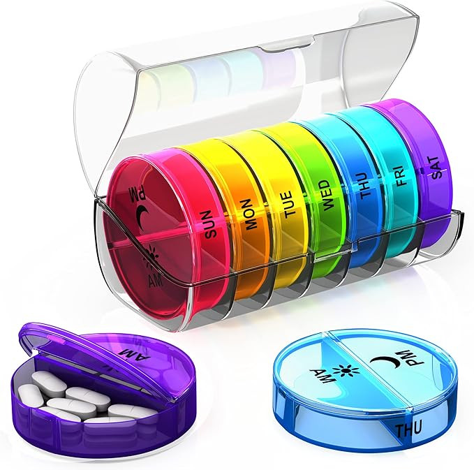 Zzteck Weekly Pill Organizer 2 Times a Day - Large Capacity –Travel Pill Box 7 Day with Airtigh... | Amazon (US)