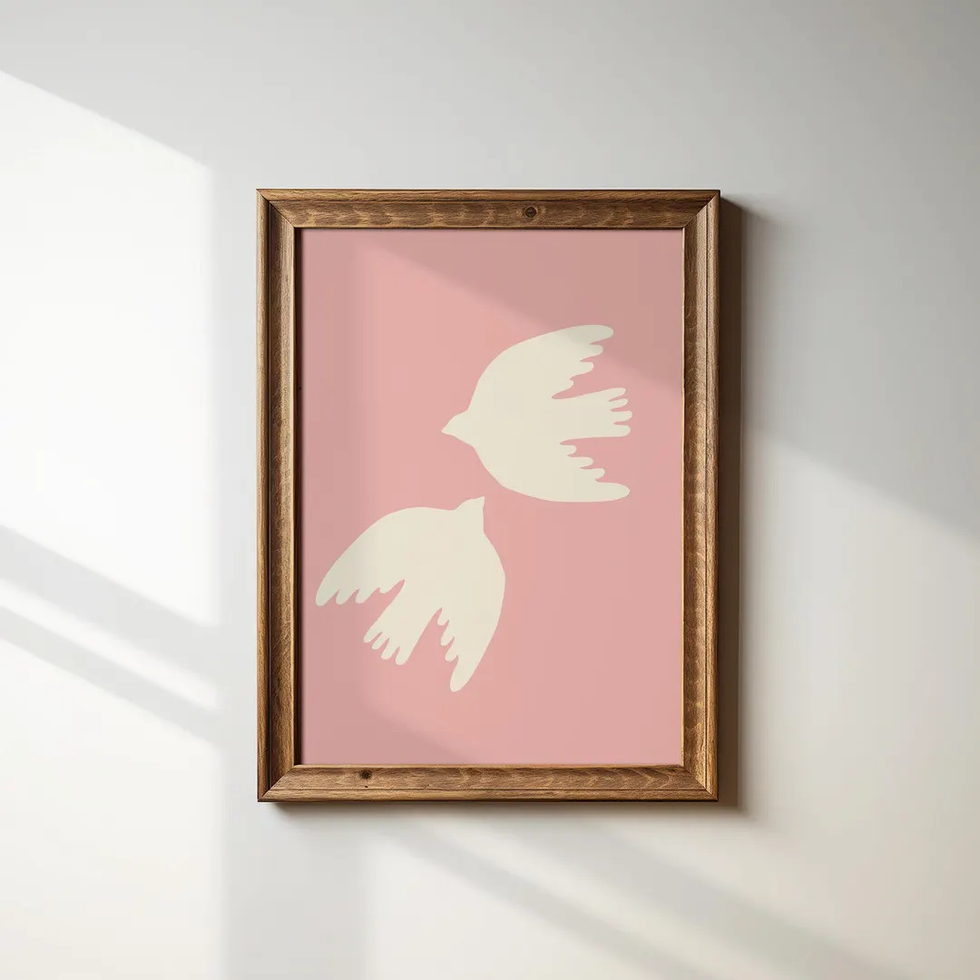 Petal Pink Dove Art Print: Botanical Cottagecore Decor, Digital Downloads, Art Print, Gift Idea, ... | Etsy (US)