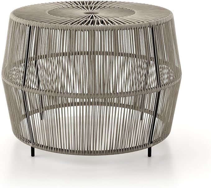 Muse & Lounge Co. Ysar Boho Rattan Round Coffee Table Outdoor with Metal Frame, All-Weather and R... | Amazon (US)