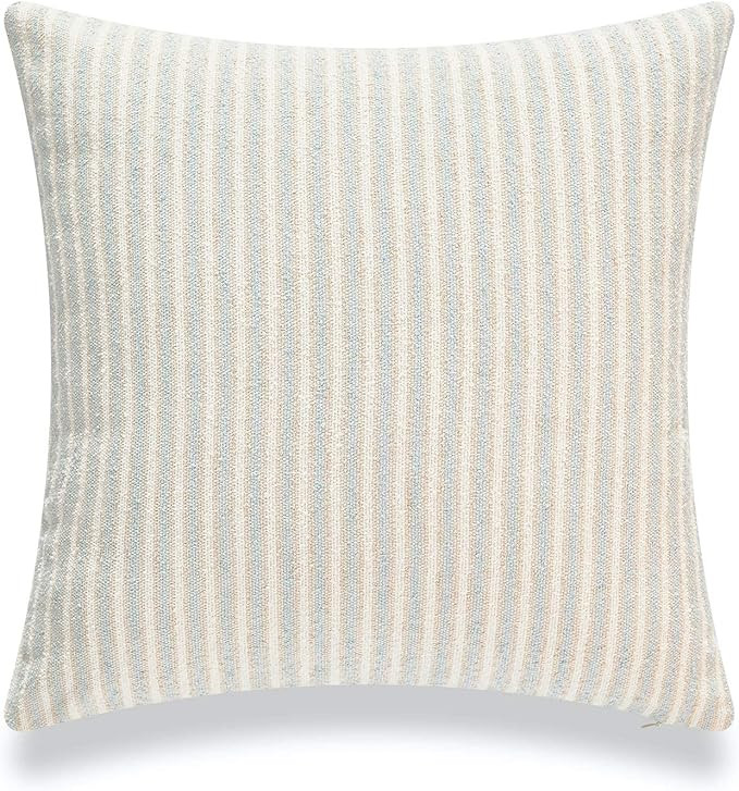 Hofdeco Beach Coastal Decorative Pillow Cover ONLY for Couch, Sofa, or Bed, Light Blue Tan Taupe ... | Amazon (US)