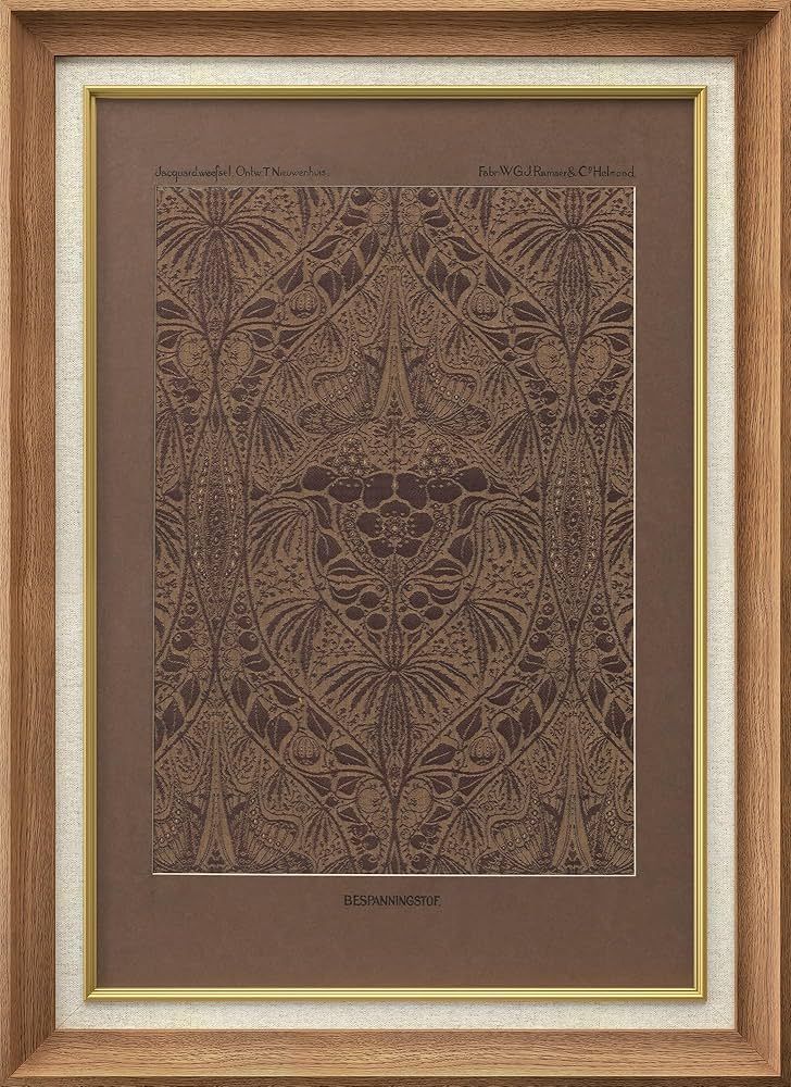 MUDECOR Premium Framed Wall Art Ornate Brown Jacquard Fabric Pattern Illustrations Impressionism ... | Amazon (US)