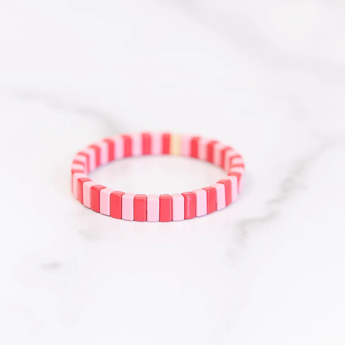 XOXO Pink and Red Tile Bracelet | Golden Thread