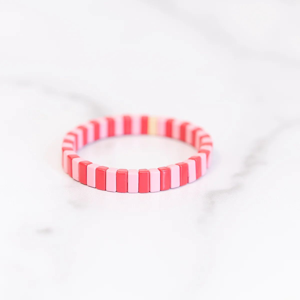 XOXO Pink and Red Tile Bracelet | Golden Thread